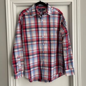 Vineyard Vines by Shep & Ian Men's Red and Blue Plaid Shirt